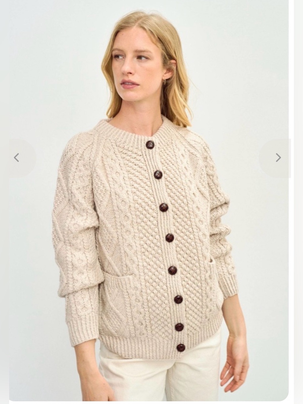 Blarney Woollen Mills Cable-Knit 100% Wool Cardigan , size M/L